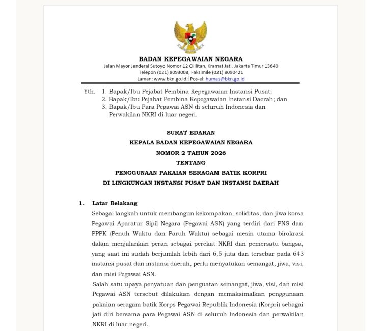 BKN Terbitkan Aturan Terbaru: Penggunaan Seragam Batik Korpri ASN 2026