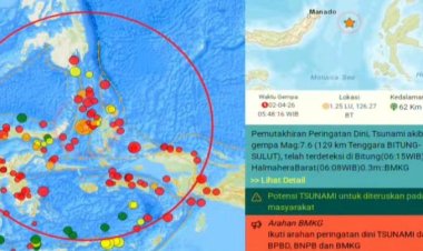 GEMPA TEKTONIK MAGNITUDO 7,6 GUNCANG MALUKU UTARA DAN SULAWESI UTARA, PERINGATAN DINI TSUNAMI DINYATAKAN BERAKHIR