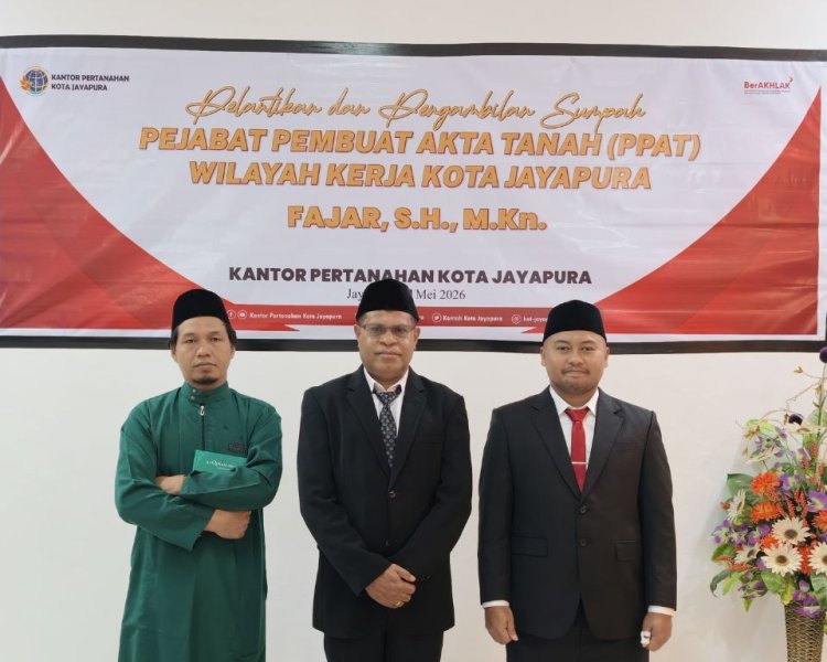 Perkuat Layanan Pertanahan, Kepala Kantah Kota Jayapura Lantik Fajar, S.H., M.Kn. Sebagai PPAT Baru