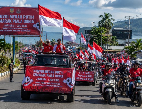 Konvoi Merah Putih Semarak Piala Dunia di Jayapura, Perkuat Persatuan dan Kepedulian Masyarakat