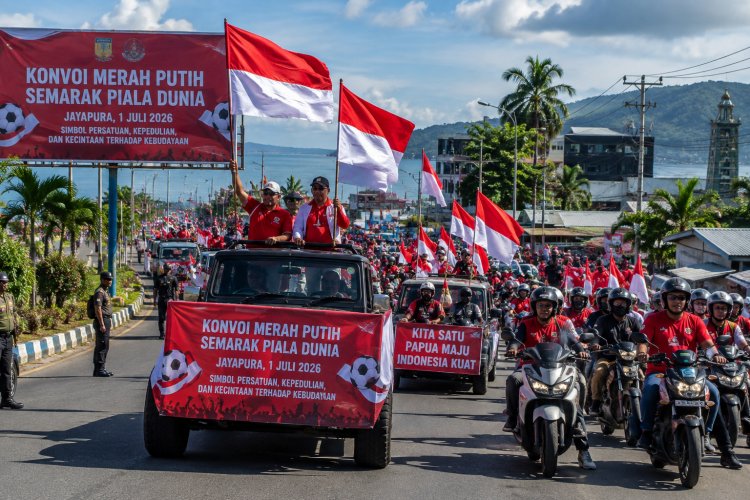 Konvoi Merah Putih Semarak Piala Dunia di Jayapura, Perkuat Persatuan dan Kepedulian Masyarakat